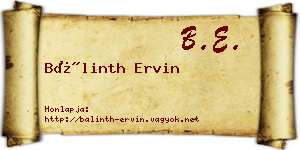 Bálinth Ervin névjegykártya