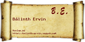 Bálinth Ervin névjegykártya