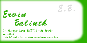 ervin balinth business card